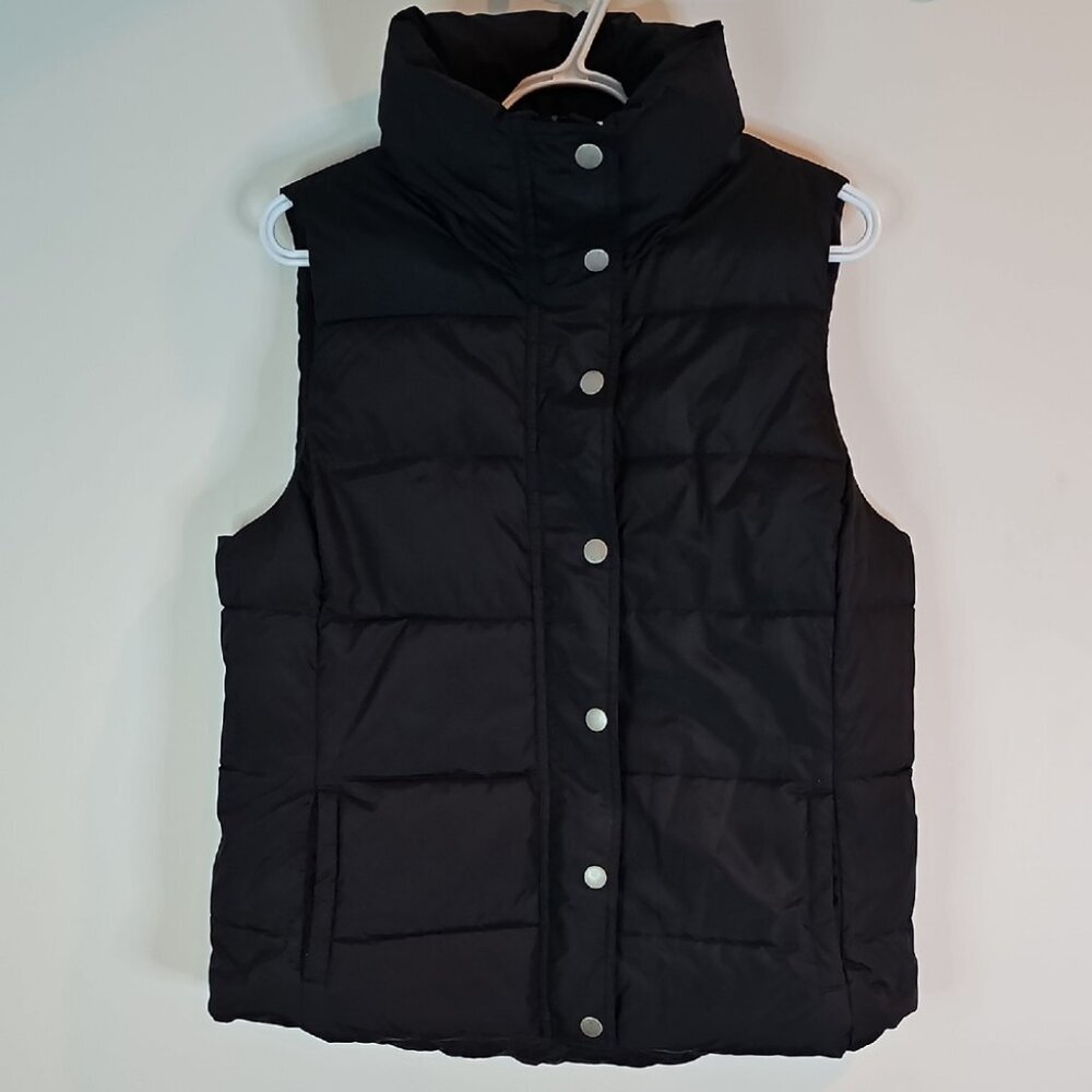 Old Navy Large Black Textured Fabric Puffer Vest
